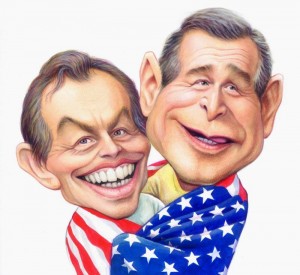 caricatures-of-tony-blair-and-george-bush